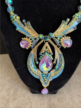 Aurora Teardrop Statement Necklace - Blue & Purple